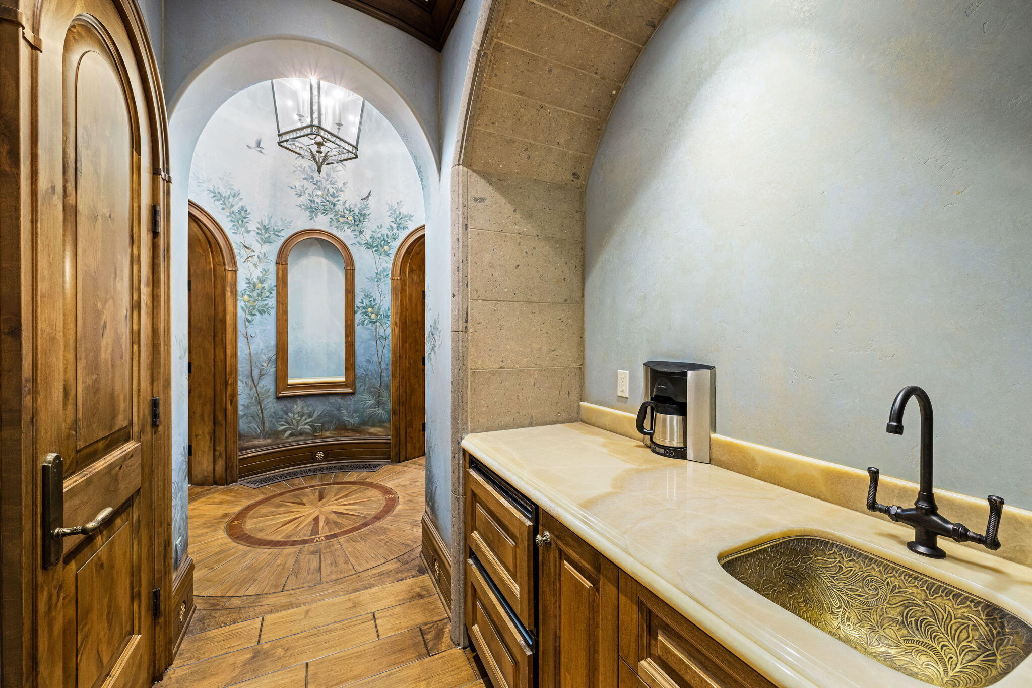 14 Strauss Terrace Rancho Mirage, CA 92270 - Photo 55 of 115 a bathroom with a granite countertop sink a mirror and vanity