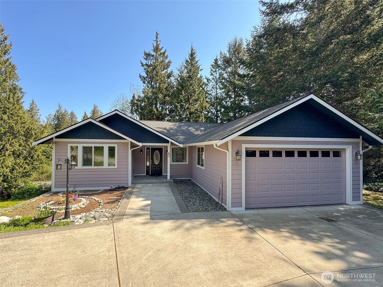 a white house that has tree in front of it