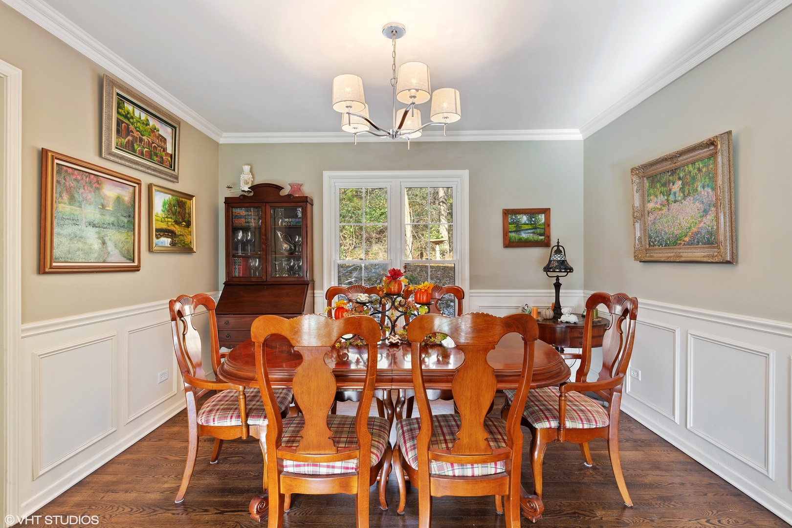 20 Marryat Road Trout Valley, IL 60013 - Photo 6 of 33 a view of a dining room with furniture a chandelier and wooden floor