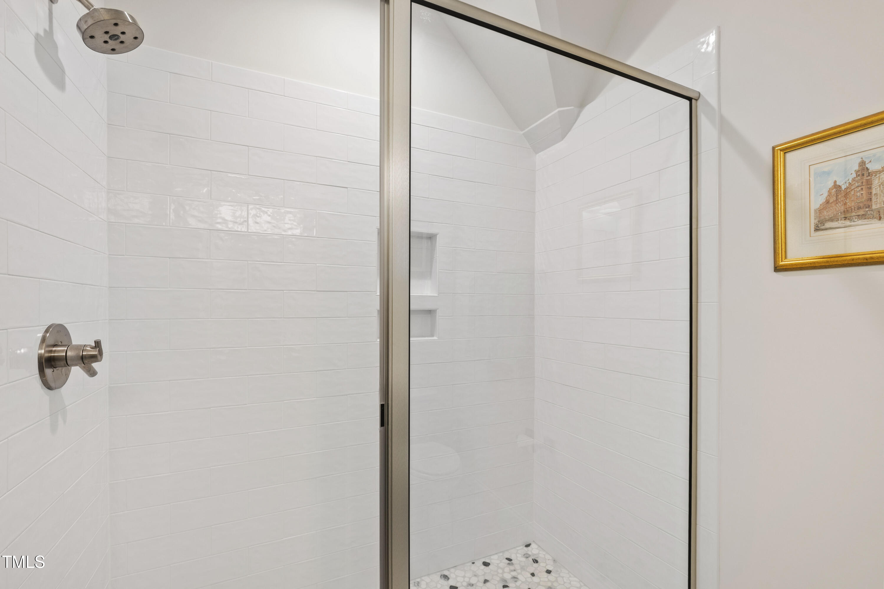 541 Sunset Grove Drive Pittsboro, NC 27312 - Photo 51 of 75 a bathroom with a painting on the wall and shower