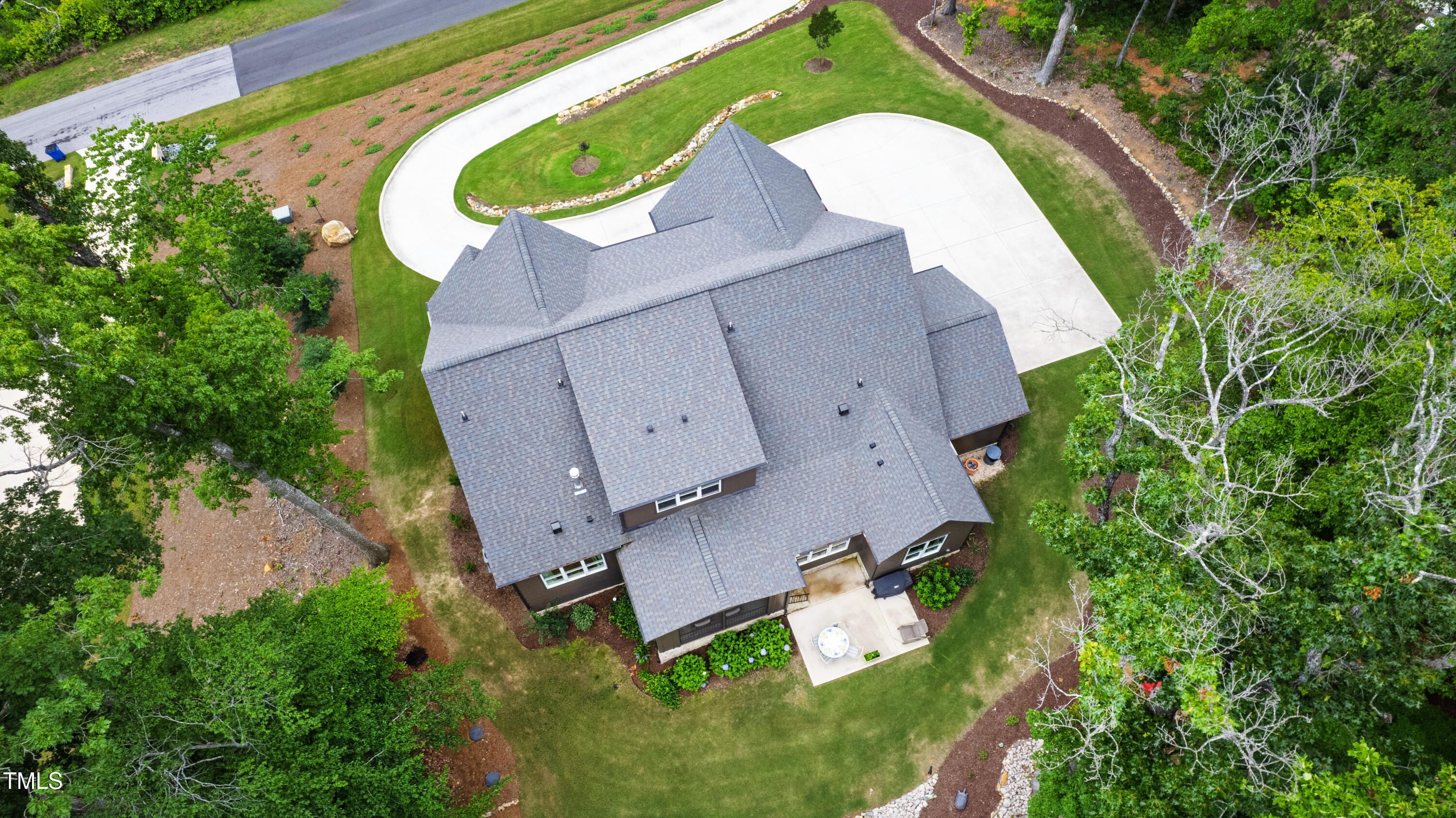 541 Sunset Grove Drive Pittsboro, NC 27312 - Photo 67 of 75 an aerial view of a house with a swimming pool and outdoor space