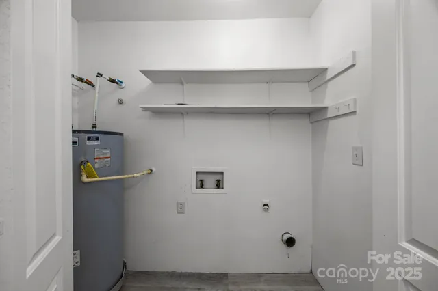 a view of small space with racks on the wall