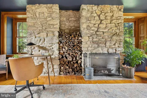 a living room with a couch and a table