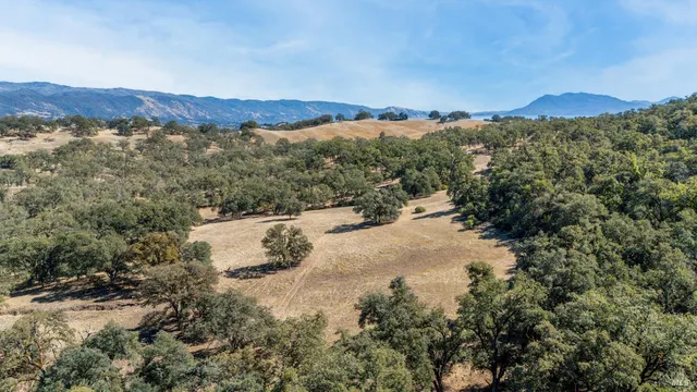 a view of a city with mountains in the background