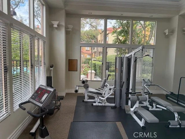 a view of a room with gym equipment