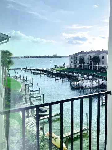 a view of a lake from a balcony