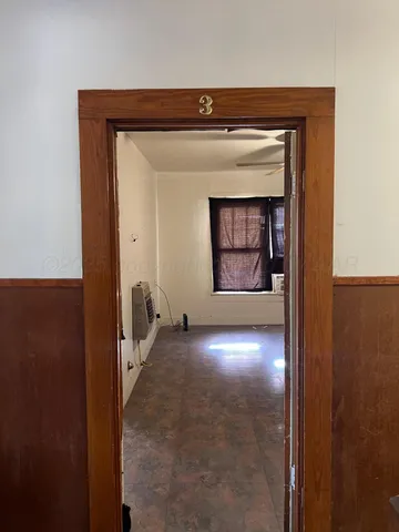 a view of a hallway with small space