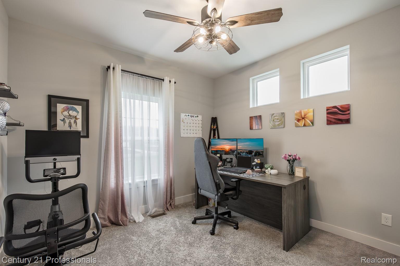 4914 TORATOLA Lane Howell, MI 48843 - Photo 27 of 39 Office featuring light colored carpet and ceiling fan