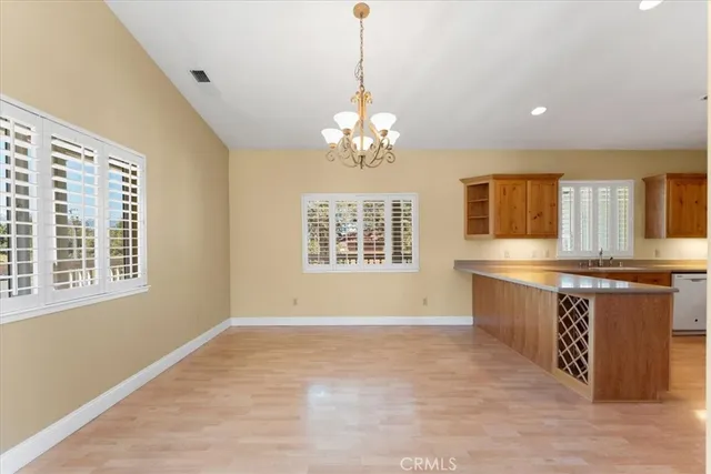 a large room with chandelier