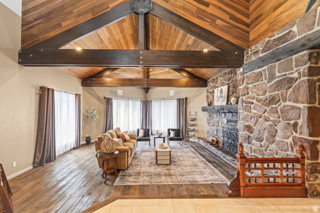 460 Omni Point Road Central Valley, UT 84754 - Photo 6 of 101 Vaulted wood-paneled ceilings with exposed beams and recessed lighting