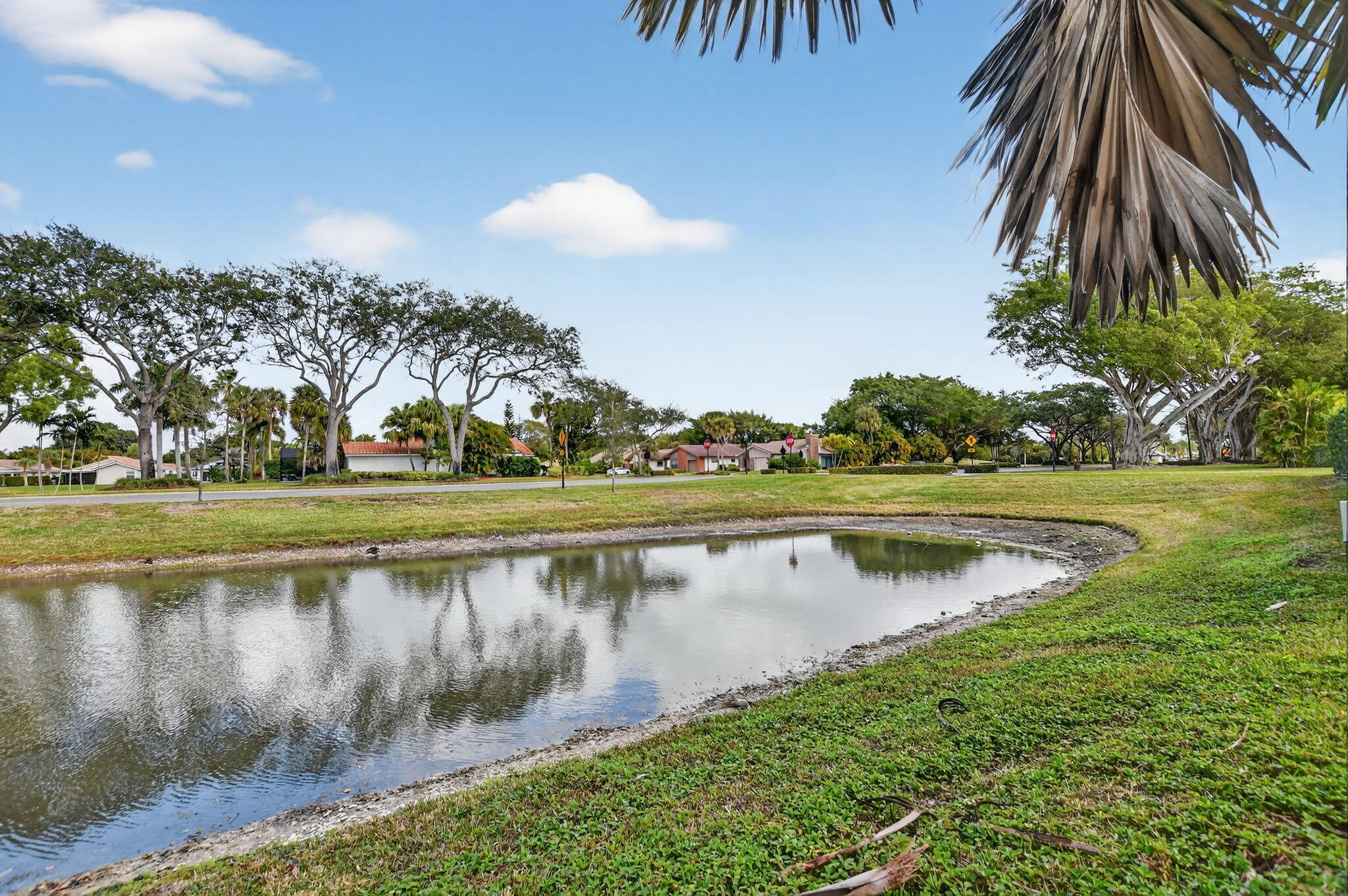 10294 Crosswind Road Boca Raton, FL 33498 - Photo 57 of 71 a view of a lake with a yard and a palm tree