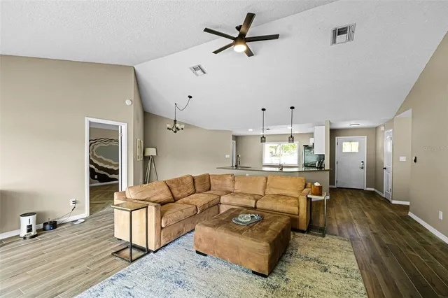 a living room with furniture