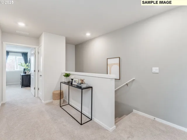 a view of a hallway with workspace