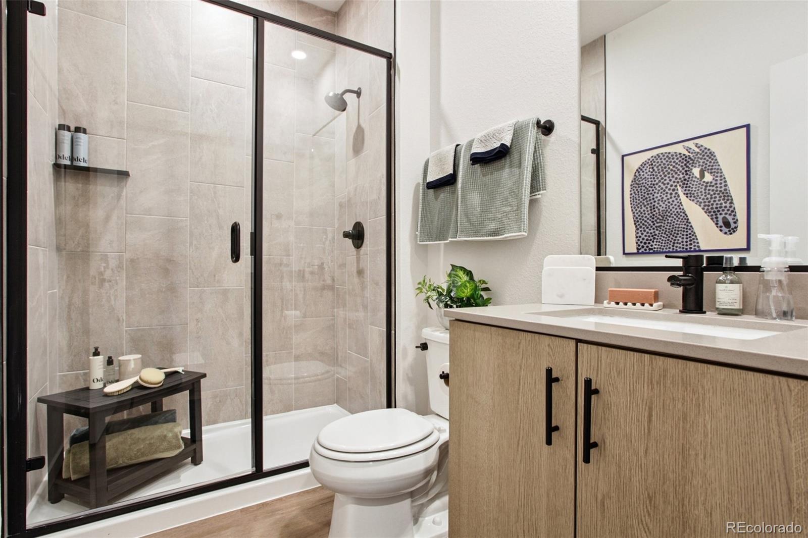 6441 Meade Way Arvada, CO 80003 - Photo 10 of 30 a bathroom with a sink toilet and shower