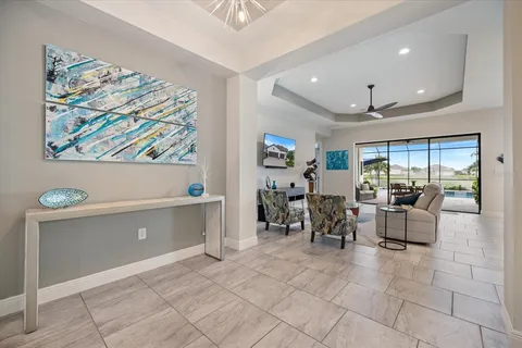 a view of a swimming pool with a patio