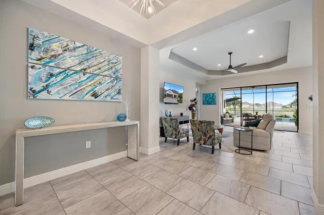 a view of a swimming pool with a patio