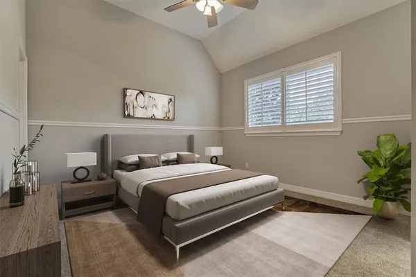 an empty room with closet and mirror