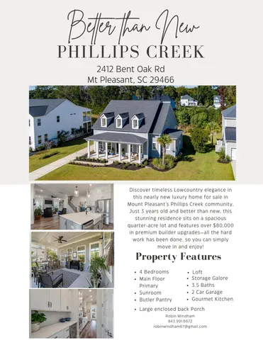 $1,120,000 | 2412 Bent Oak Road, Mount Pleasant, SC 29466