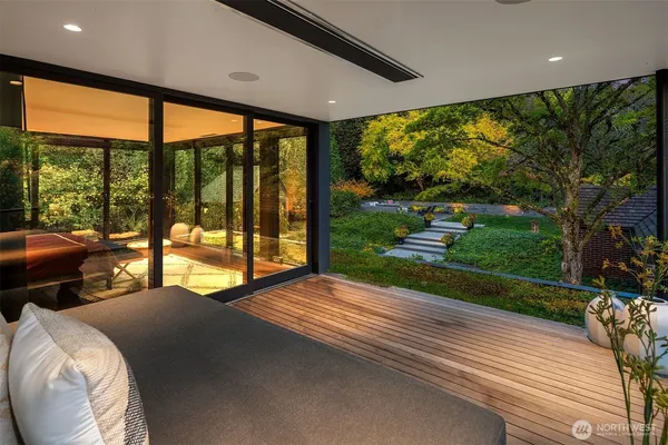a view of balcony with couch and yard