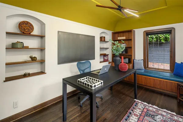 a outdoor space with furniture and wooden floor