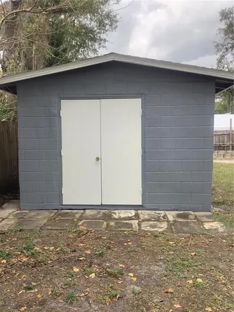 a view of wooden door