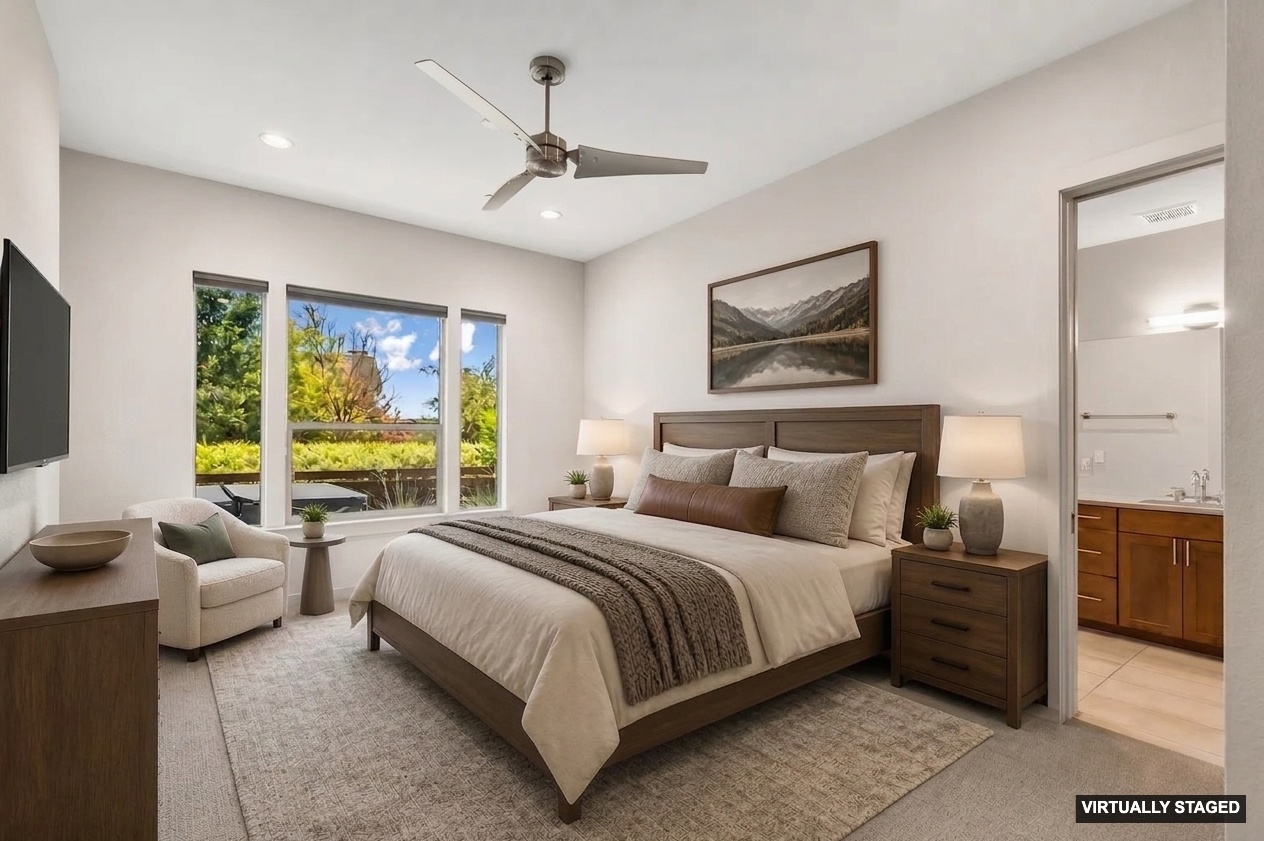 8110 Ranch Road 2222, Unit 68 Austin, TX 78730 - Photo 5 of 24 A tranquil primary bedroom suite with large windows and a spacious layout.