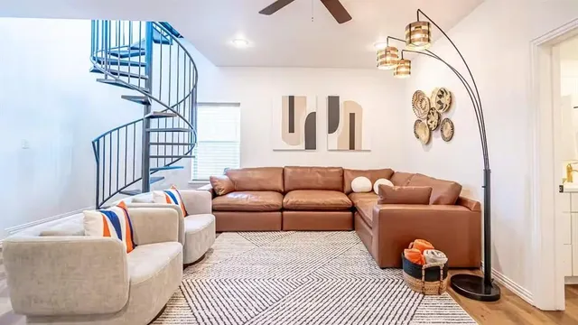 a living room with furniture