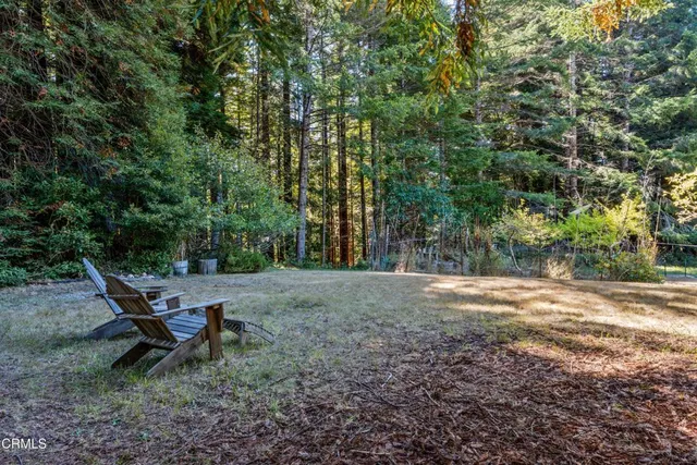 a view of a field with some trees in the background