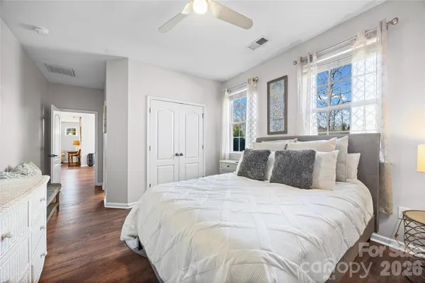 an aerial view of a house with a swimming pool