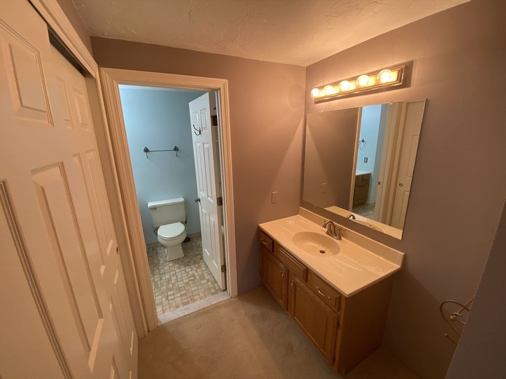 501 Ridgefield Circle, Unit B Clinton, MA 01510 - Photo 15 of 17 a bathroom with a sink a toilet and a mirror