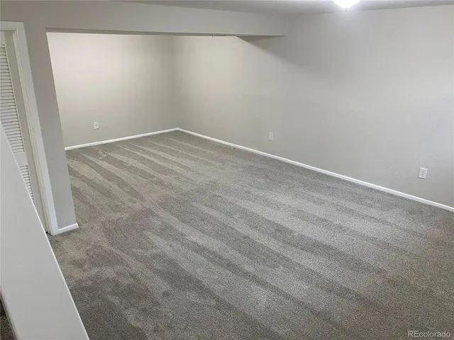 an empty room with a workbench