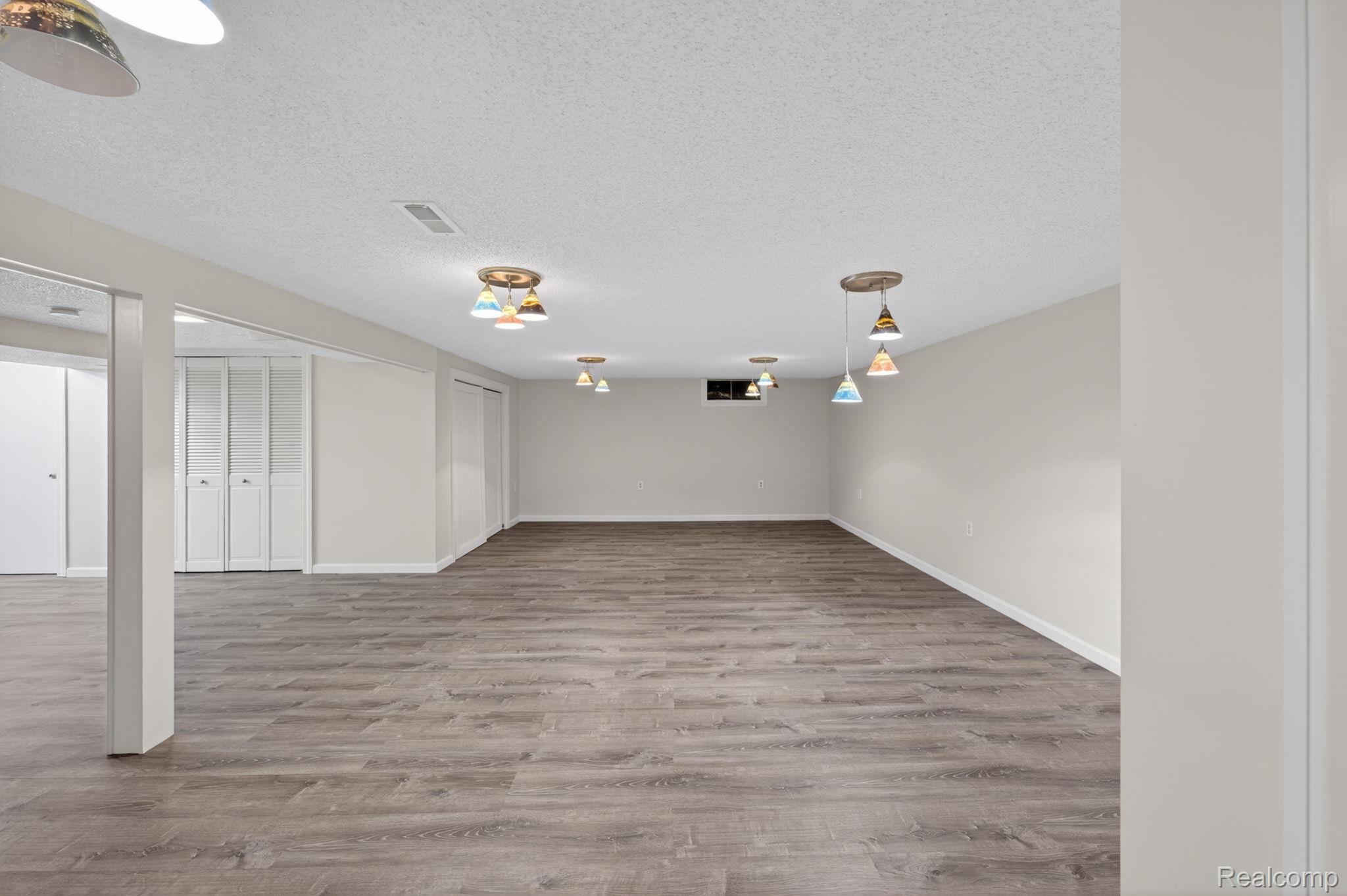 9353 Hill Road Swartz Creek, MI 48473 - Photo 61 of 98 Spacious lower level featuring wood-finish flooring, light gray walls, and multiple closet storage options
