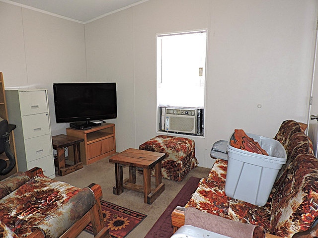915 North 5000 W Road Hinckley, UT 84635 - Photo 17 of 27 Interior space featuring light-colored wall panels and a window-mounted air conditioning unit