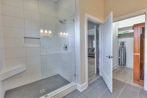 a bathroom with a shower