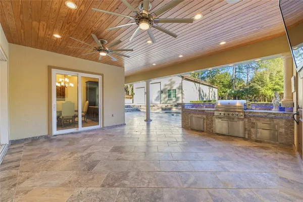 a view of outdoor space deck and kitchen