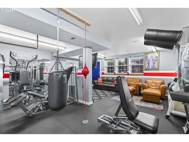 a view of a room with gym equipment