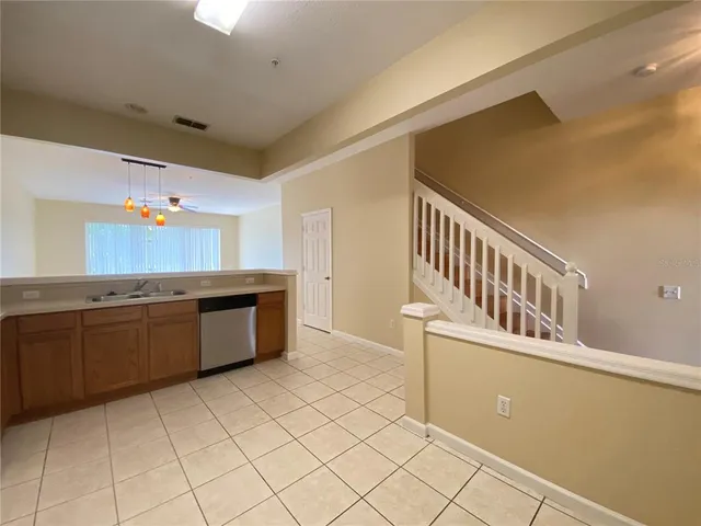a view of a patio with a garden