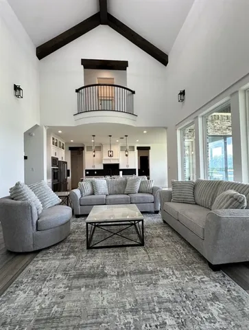 a living room with furniture