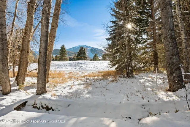 a view of a yard with snow on the road