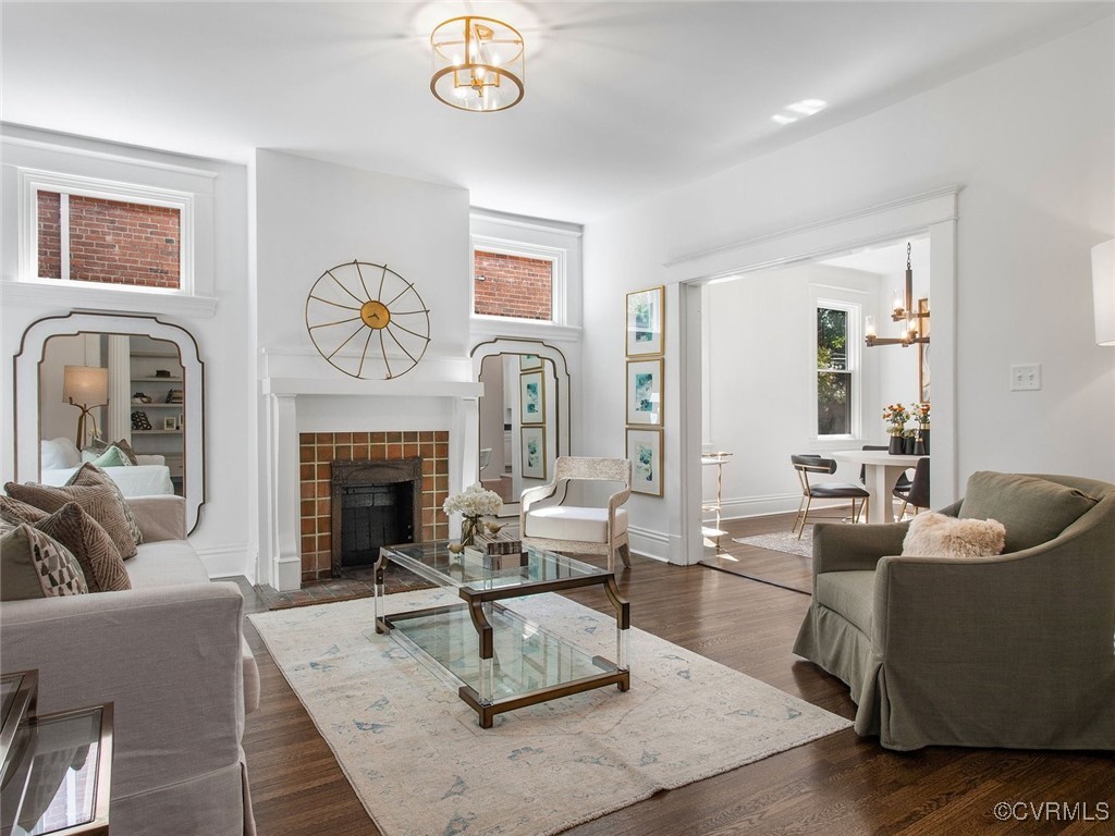 109 Overbrook Road Richmond, VA 23222 - Photo 8 of 47 a living room with furniture and a fireplace