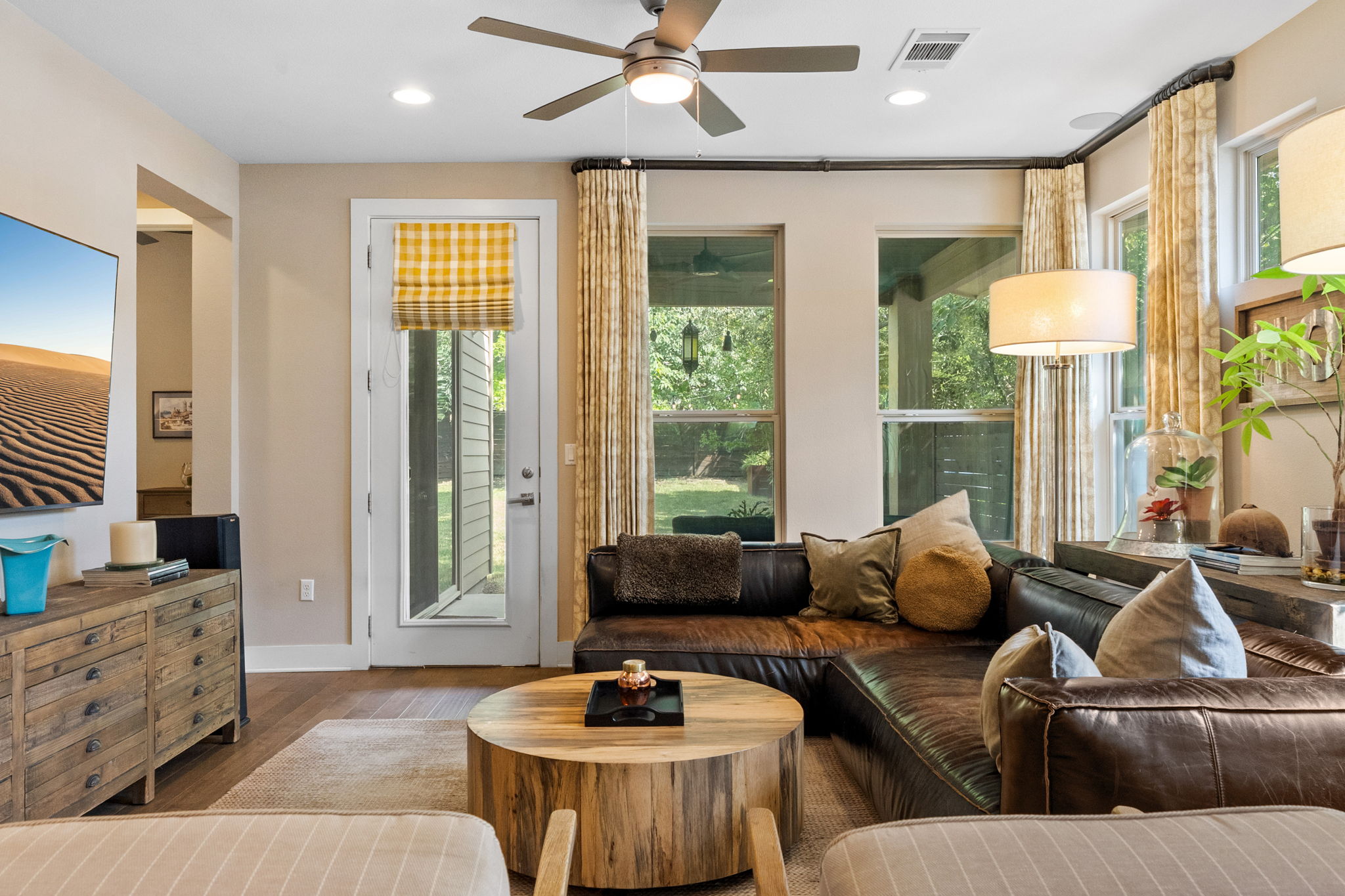 3707 Birch Street, Unit B Austin, TX 78704 - Photo 15 of 40 This living area opens up onto the covered back patio.