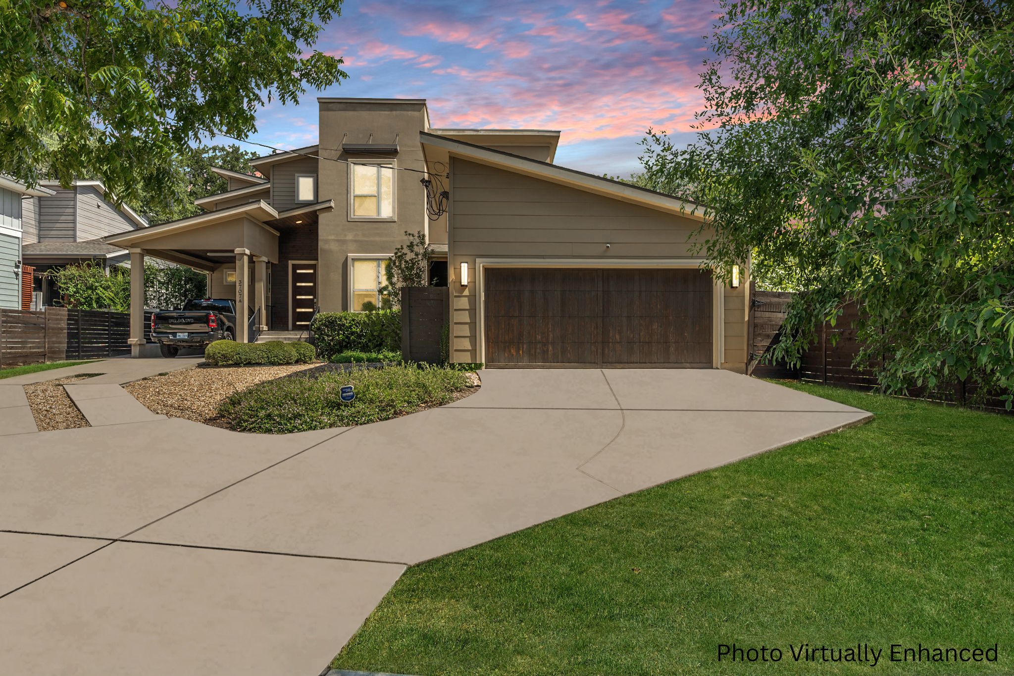 3707 Birch Street, Unit B Austin, TX 78704 - Photo 2 of 40 Front view of both units, A & B. Unit B is on the right with the 2 car garage. Freshly painted stucco and 2 year old roof.