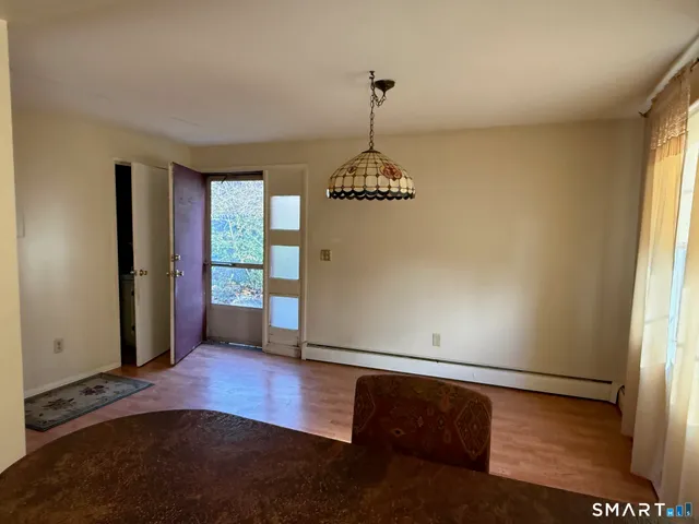 an empty room with windows