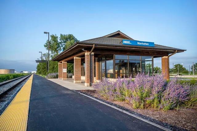 an aerial view of a house with a garden