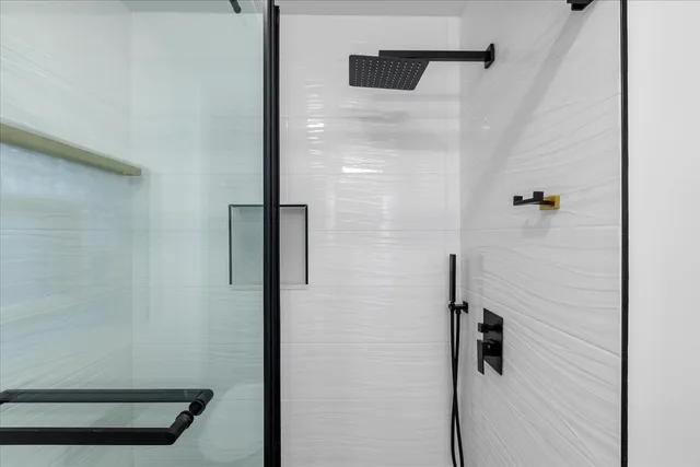 a bathroom with a shower