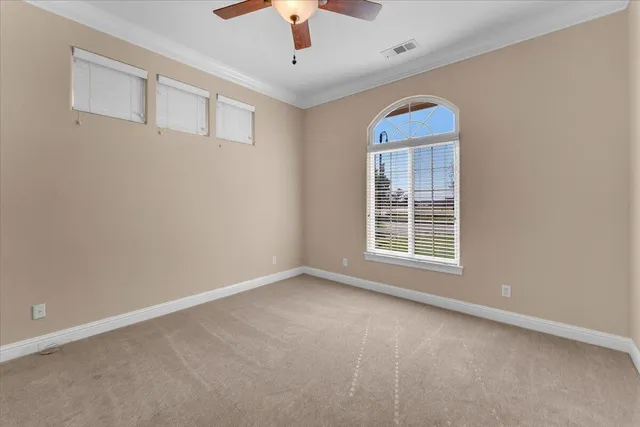 a view of house with a yard and potted plants