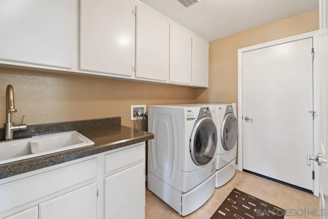 14268 Silver Ridge Road Poway, CA 92064 - Photo 41 of 53 a utility room with sink dryer and washer