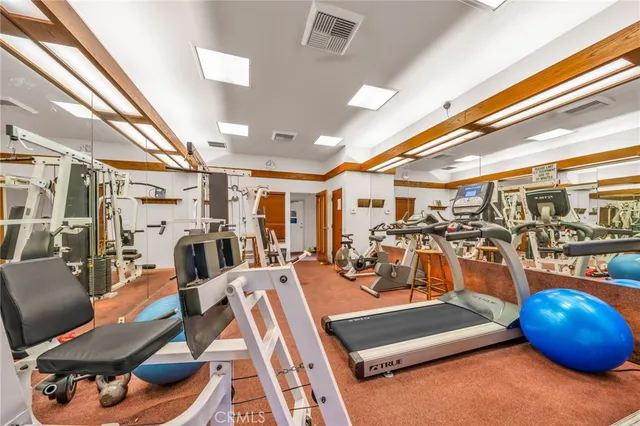 a view of a room with gym equipment
