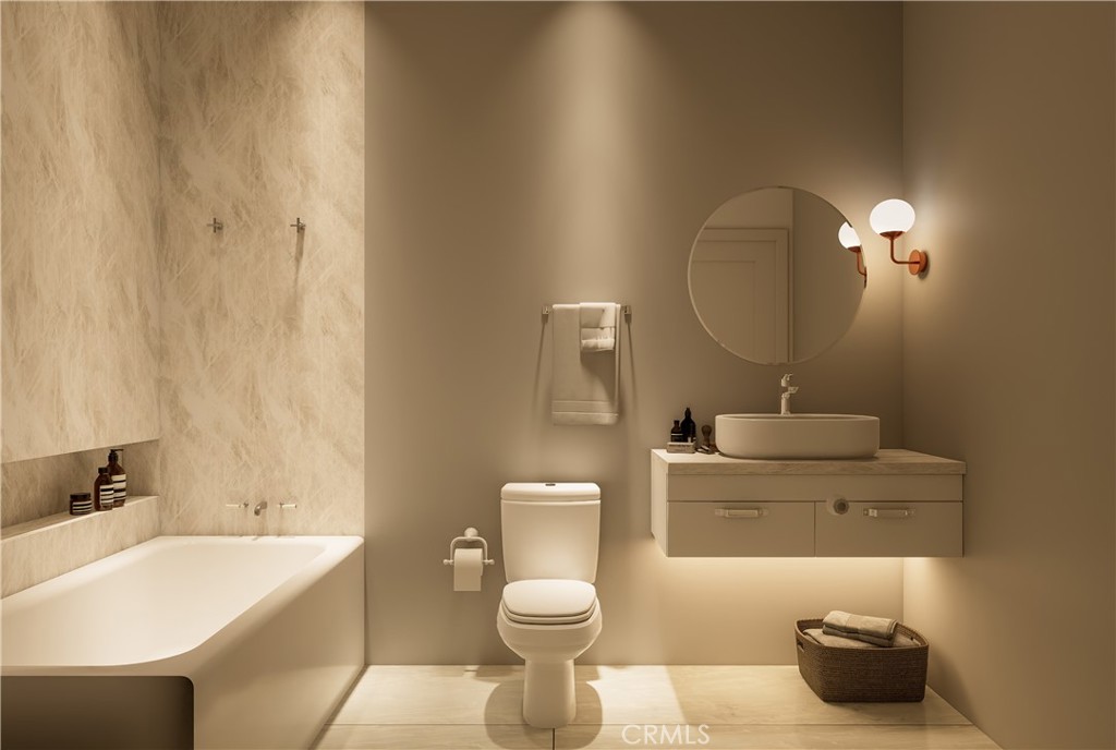 31302 Andres Pico Road San Juan Capistrano, CA 92675 - Photo 18 of 33 a bathroom with a toilet a sink and bathtub
