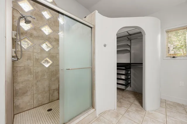 a bathroom with a shower